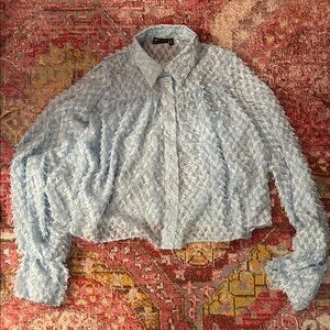 Silky texture blouse - baby blue